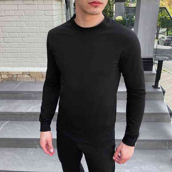 Світшот чоловічий однотонний чорний Pobedov 001 Київ