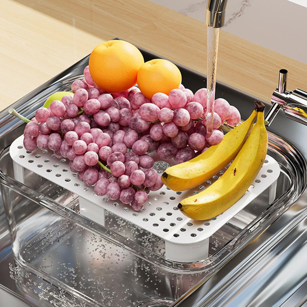 Контейнер для хранения продуктов, ланч-бокс с дренажной корзиной, кухонный органайзер, 21.8×16×12см, Каменец-Подольский - изображение 2