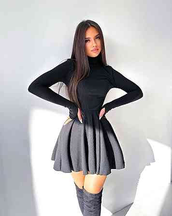 Женское повседневное трендовое платье-гольф мустанг рубчик Черный, 46/48 Одесса