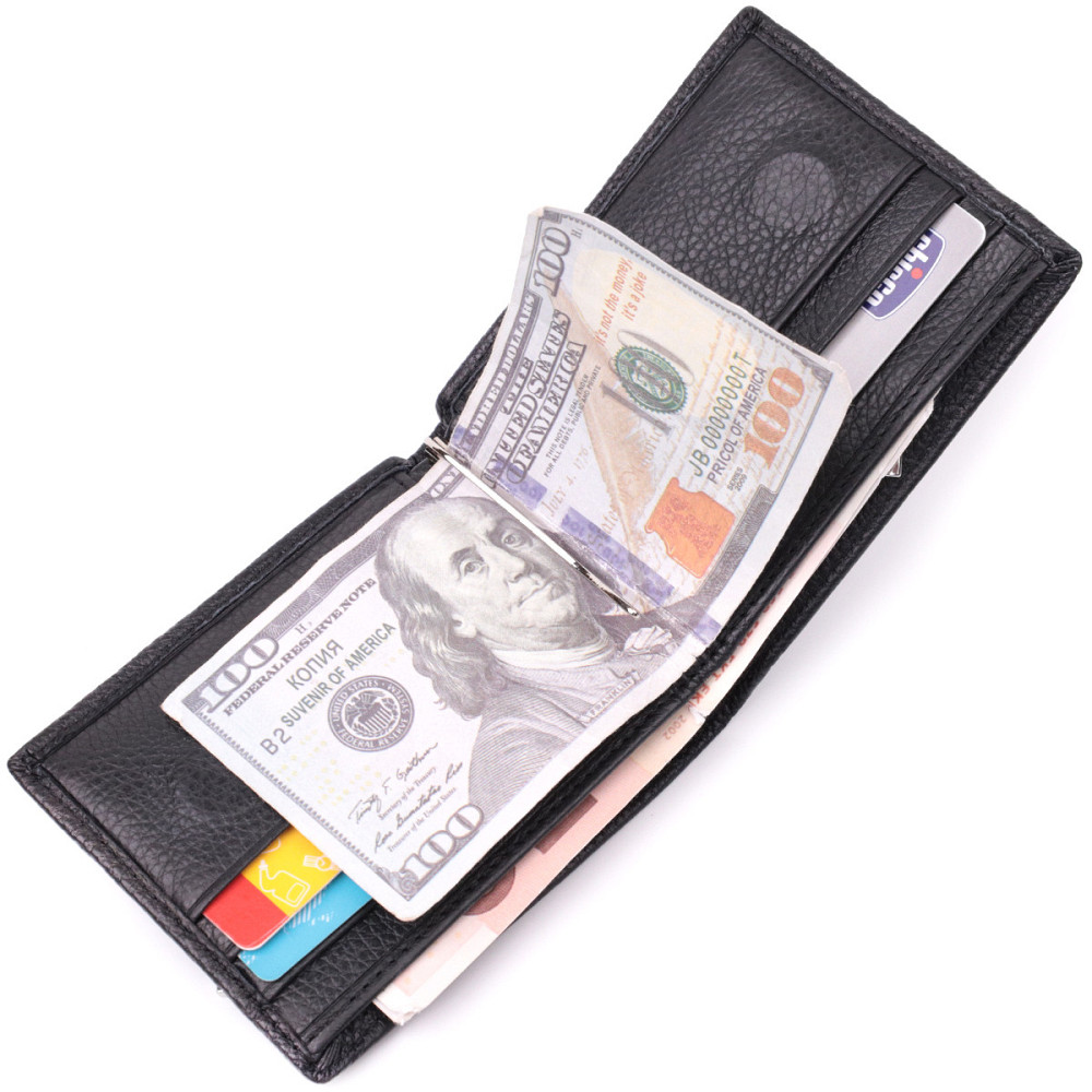 Качественный зажим из натуральной кожи ST Leather 22472 Черный Киев - изображение 5