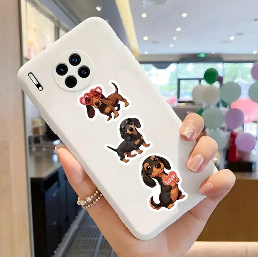 Набір із 500 наклейок із таксами — кольорові стікери 2.5×2.5 см | Стікер-етикетки для пакування Київ - фото 4