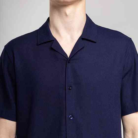 Чоловіча сорочка з коротким рукавом темно-синя Pobedov Marsel Київ