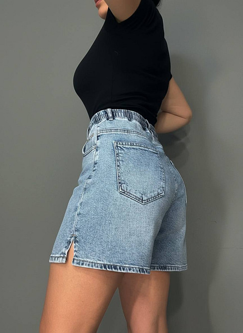 Шорты женские джинсовые Liana 4-028 4-029 с резинкой на талии большие размеры голубые, голубой, 33, 33, 92 см, 112 см Киев - изображение 2