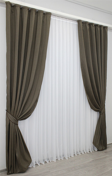 Комплект готовых штор VR-Textil Ibiza № 1199ш Молочный шоколад 150х270 см 2 шт (33-0035) Киев - изображение 3