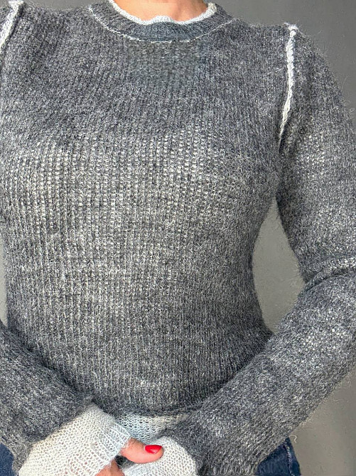 Светр жіночий A-N 8096 двошаровий в’язаний павутинка, сірий, one size Київ - фото 3
