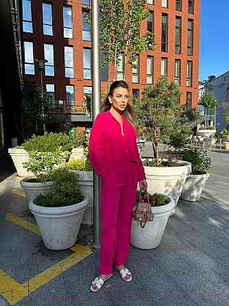 Костюм-трійка жіночий літній креп-жатка Малиновий M-L Харків