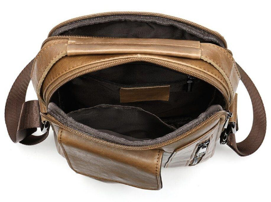 Сумка мужская гладкая Vintage 14707 Cветло-коричневая Киев - изображение 7