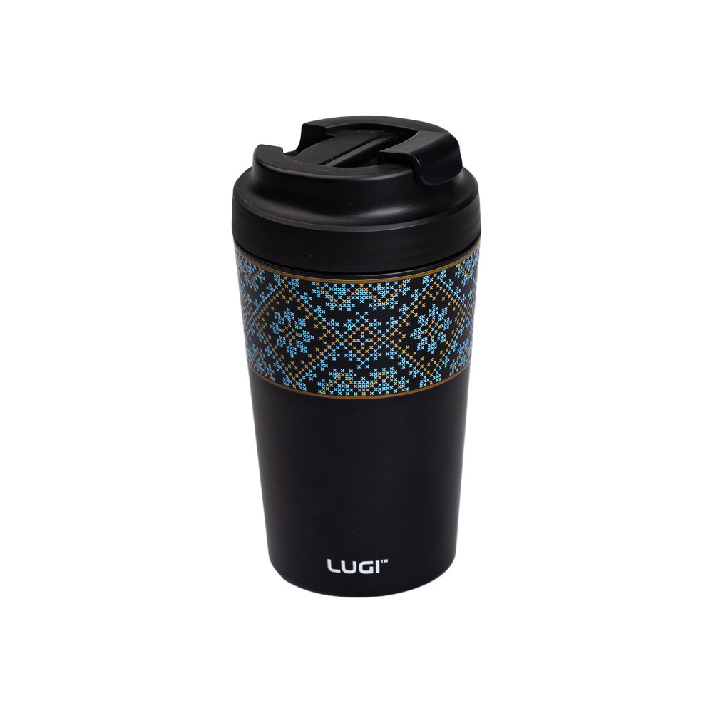 Lugi Термочашка Вишиванка з порцелянаовою колбою 380 мл чорна HP-14-50B Киев - изображение 2