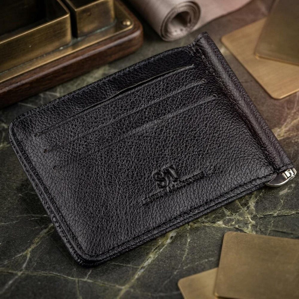 Кожаный мужской зажим на магните ST Leather 18937 Черный Киев - изображение 12