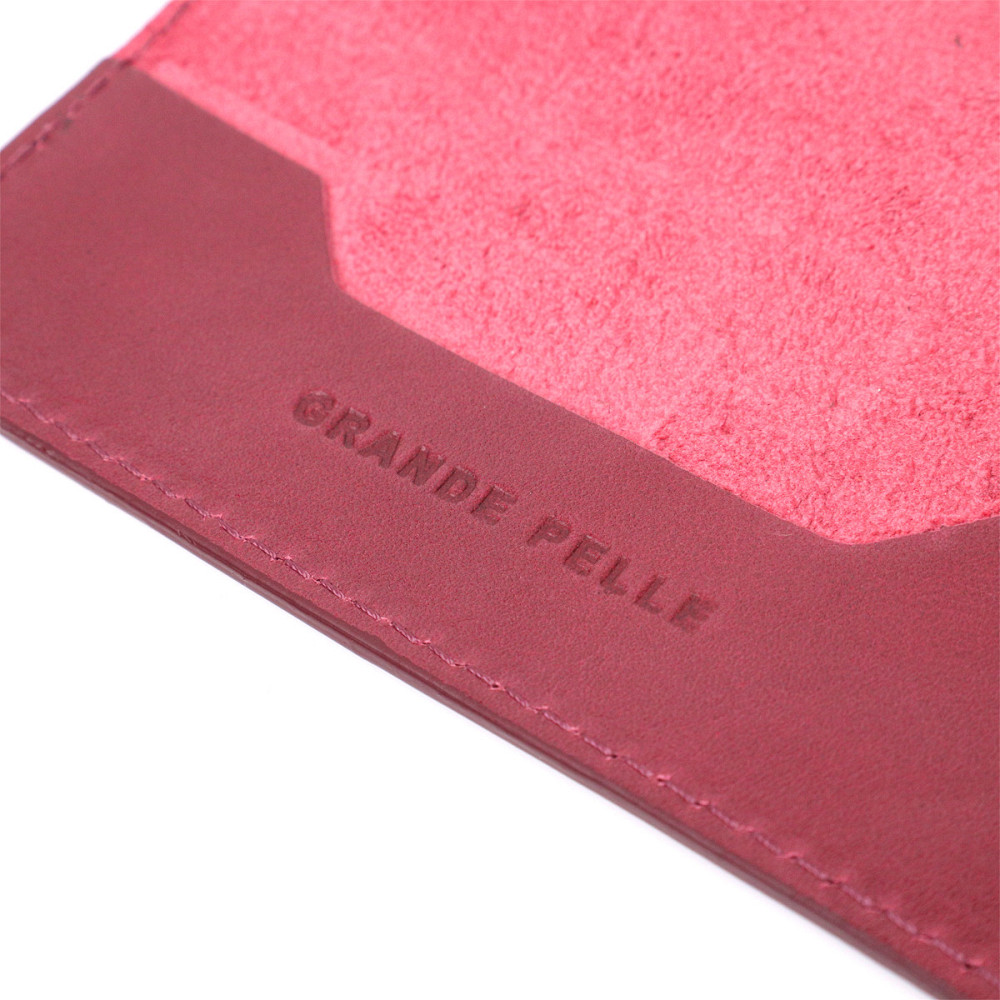 Отличная кожаная обложка на паспорт GRANDE PELLE 16794 Бордовый Киев - изображение 5