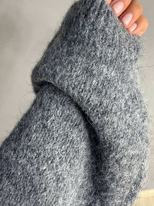 Светр жіночий A-N 08-1 оверсайз з вовною виріз мис, сірий, one size Київ - фото 6