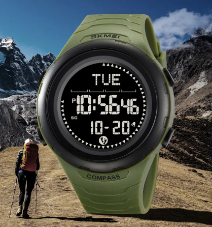 Годинник чоловічий наручний спортивний Skmei 2166 Compass з компасом і крокоміром (Зелений з чорним) Вінниця