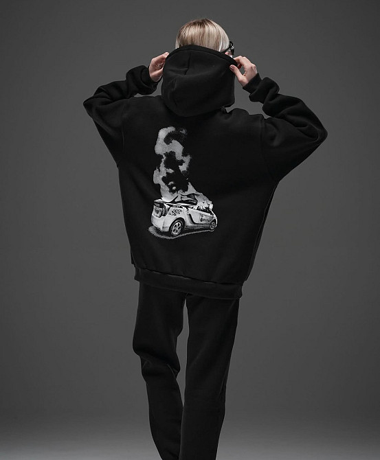 Костюм оверсайз Police on Fire – худі та джогери з принтом горить Пріус Чернівці - фото 3