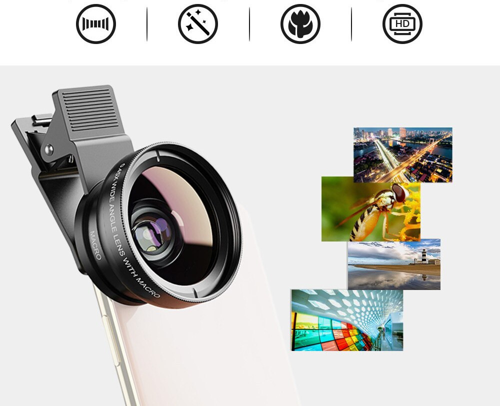 Ширококутний макрооб'єктив 12.5x для телефону Apexel APL-0.45WM Київ - фото 3