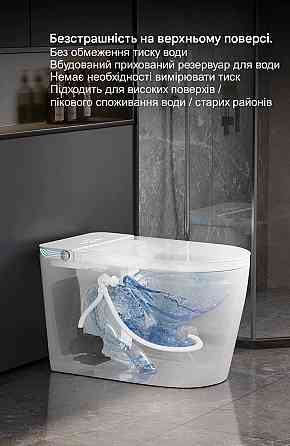 Розумний унітаз-біде 9006A з українським голосовим помічником, автопіною Bubble Shield 360°, УФ-стерилізацією, LED-дисплеєм та Київ