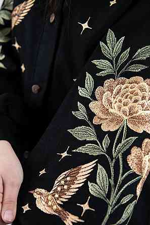 Вишиванка-сорочка для дівчаток чорна лляна топ Київ