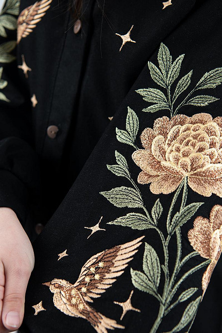 Вишиванка-сорочка для дівчаток чорна лляна топ Київ - фото 3