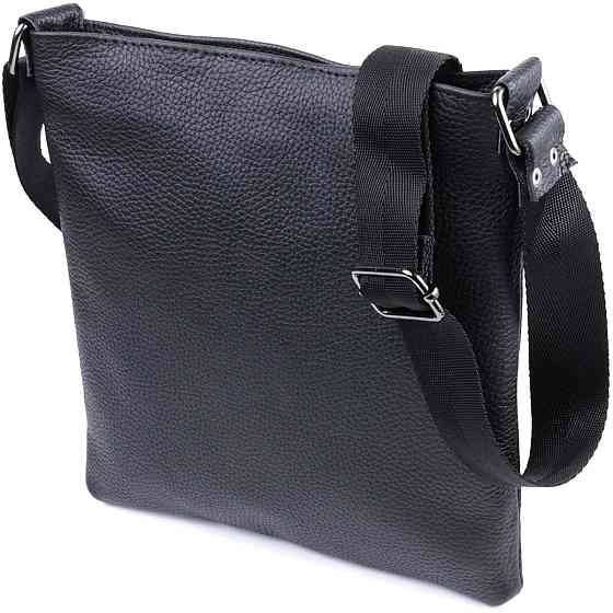 Тонкая сумка для мужчин через плечо из натуральной кожи Черная (SHVIGEL) Киев