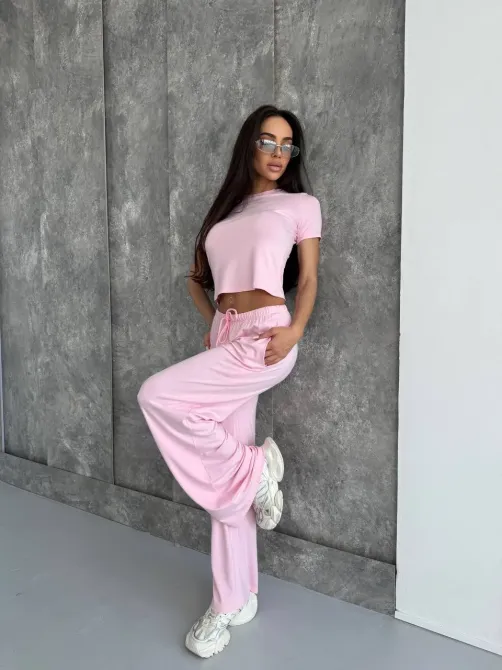 Женский костюм из вискозы с индейкой — базовый комплект футболка + брюки Одесса - изображение 13