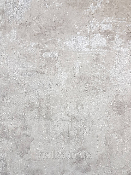 Шпалери вінілові на флізеліні Grandeco Anastasia метрові під штукатурку під бетон бежево-сірий перламутр Київ - фото 2