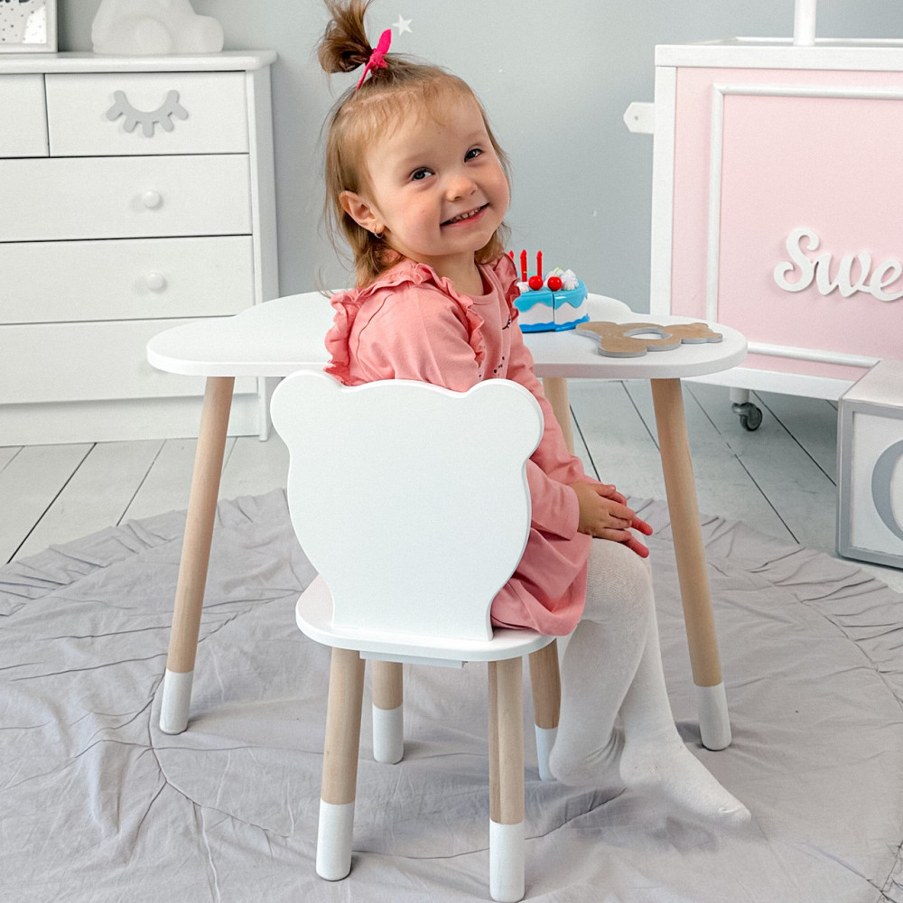 Стіл хмарка і стільчик дитячий  білий мішка. Столик для занять, ігор, їжі Київ - фото 6