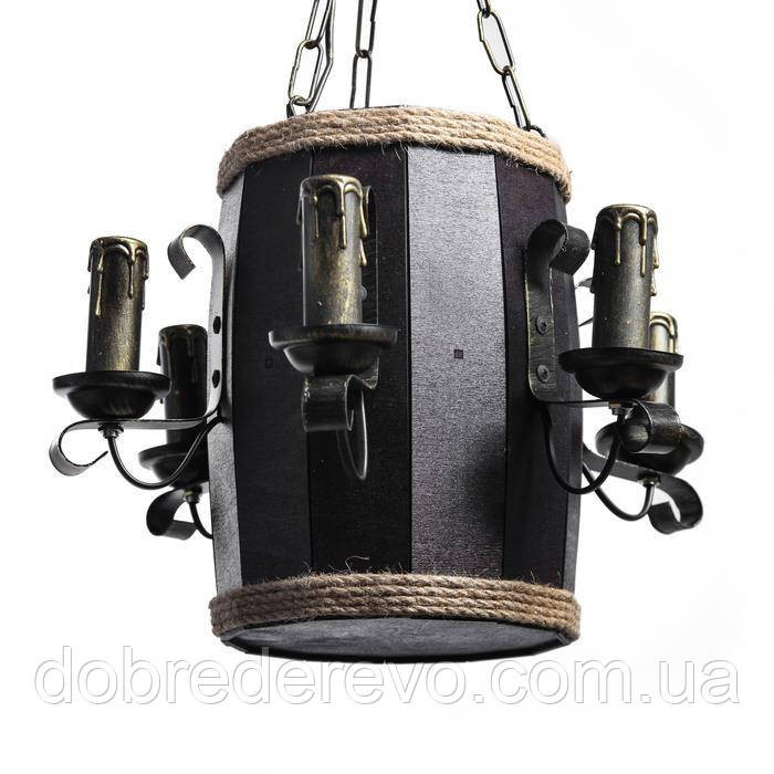 Люстра дерев'яна Бочечка 8 св, ексклюзивна, Світильник у формі бочонка Вижниця - фото 4