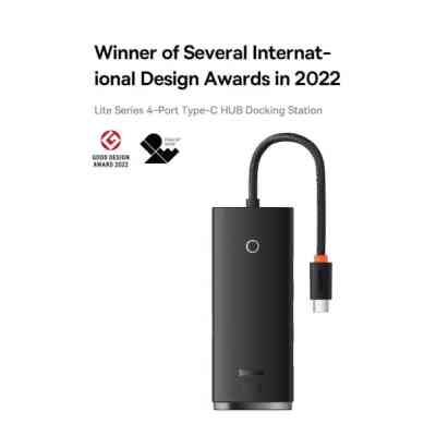 Концентратор Baseus USB-C to 4xUSB 3.0 1.0m black (WKQX030401) Вінниця