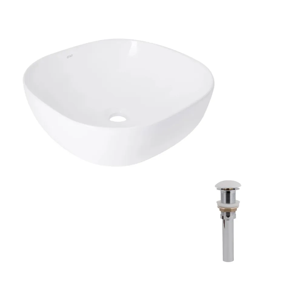 Комплект Qtap Kolibri: Раковина накладная 425x425x140 мм, White, квадратная + Донный клапан Pop-up PU02 Киев - изображение 7