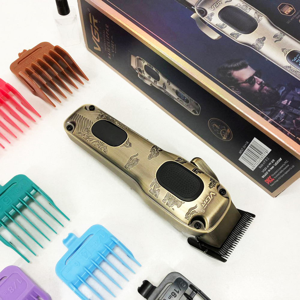 Профессиональный триммер с набором насадок VGR, Аккумуляторная машинка для стрижки волос с насадками CS-33 Львов - изображение 8