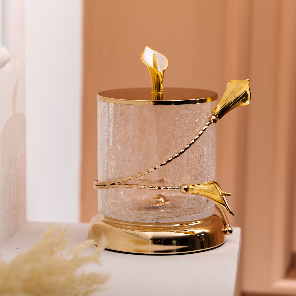 Стеклянная конфетница с цветочным декором и крышкой Киев - изображение 2