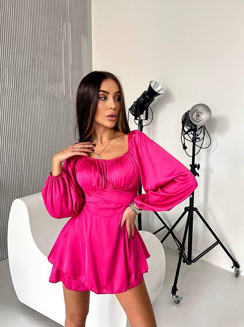 Женская стильная романтичная мини-платье шелк армани Малина, 42/44 Одесса - изображение 1