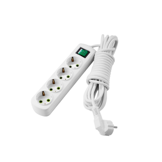 Подовжувач LETITIA із заземленням 4 входів 5 метрів з вимикачем Lezard Харків