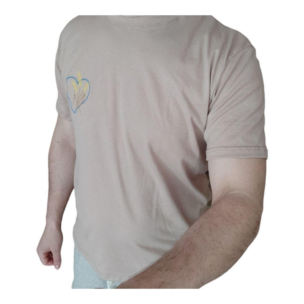 Футболка мужская с вышивкой колоски р. 44-60 бежевая Киев - изображение 3