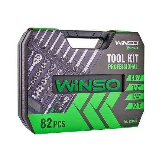 Набір інструментів WINSO PRO 924082, 1/2" + 1/4", 72 зубці, 82 одиниці, Cr-V Ковель