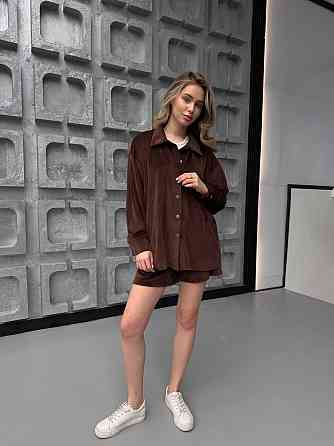 Жіночий стильний прогулянковий велюровий костюм-двійка Шоколад Одеса