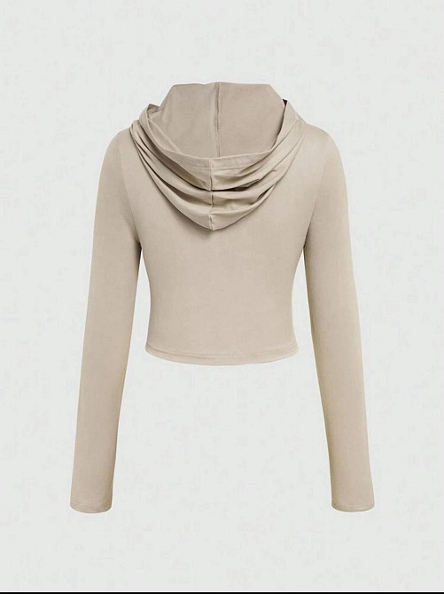 Жіноча стильна повсякденна кофта термо з капюшоном пуму лакосту Бежевий Одеса - фото 3