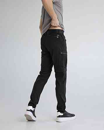 Штани-трансформери чоловічі чорні страйч-плащівка Pobedov Transformer 2.0. Мілітарі штани чоловічі Київ