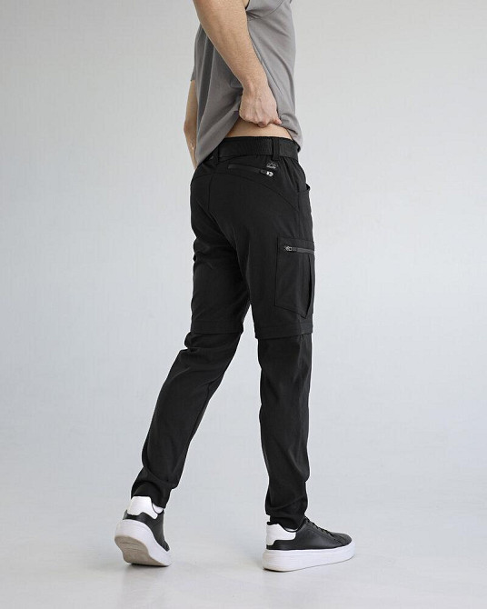 Штани-трансформери чоловічі чорні страйч-плащівка Pobedov Transformer 2.0. Мілітарі штани чоловічі Київ - фото 2