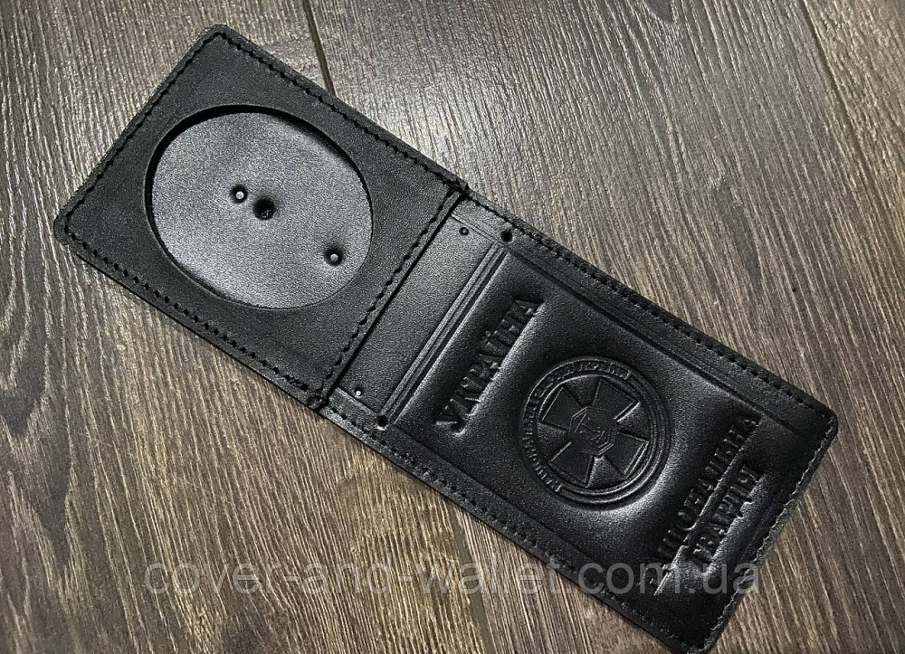 Шкіряна обкладинка на посвідчення "Національна гвардія" з відділенням для жетону (на книжечку) Київ - фото 10