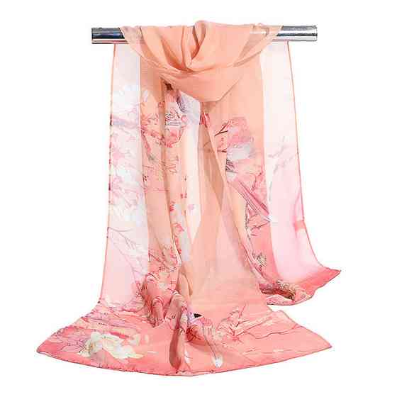 Женский шифоновый шарф с птицами 145 на 48 см разноцветный Киев