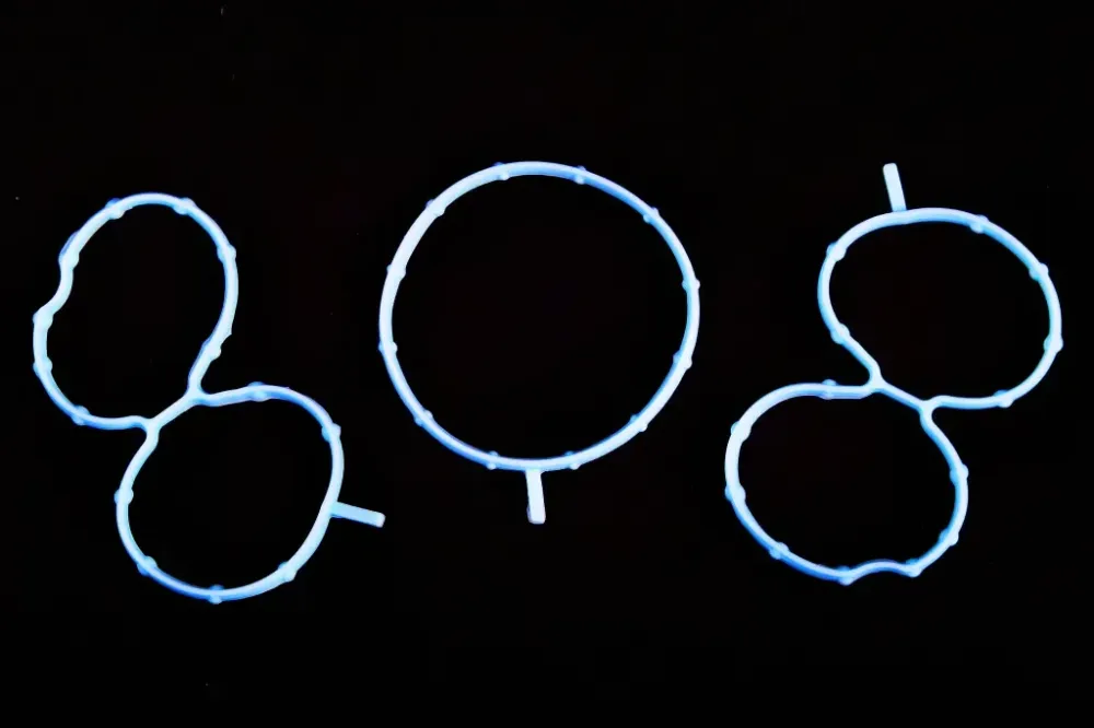 Прокладка коллектора 2190 впускного дрос. зашарки + газового каналу Flagmus 8кл. синій (3 шт). Вінниця - фото 1