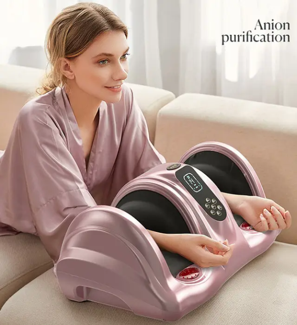 Массажер для ног (роликовый, компрессионный массаж, вибрация, прогрев) Benbo АМ-04 Розовый Киев - изображение 4