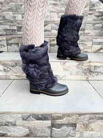 TopS Унти жіночі TopS сірі натуральна шкіра з хутром висота 26см обхват 32-33см 38р. (АР-65) Коломыя