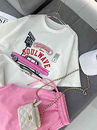 Женский летний прогулочный костюм двойка: футболка и штаны двунитка 48/52 Одесса