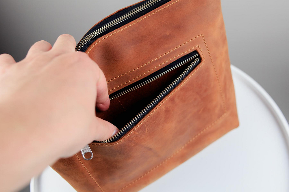 Сумка-месенджер з натуральної шкіри Crazy Horse, через плече (Світло-коричневий) Суми - фото 3