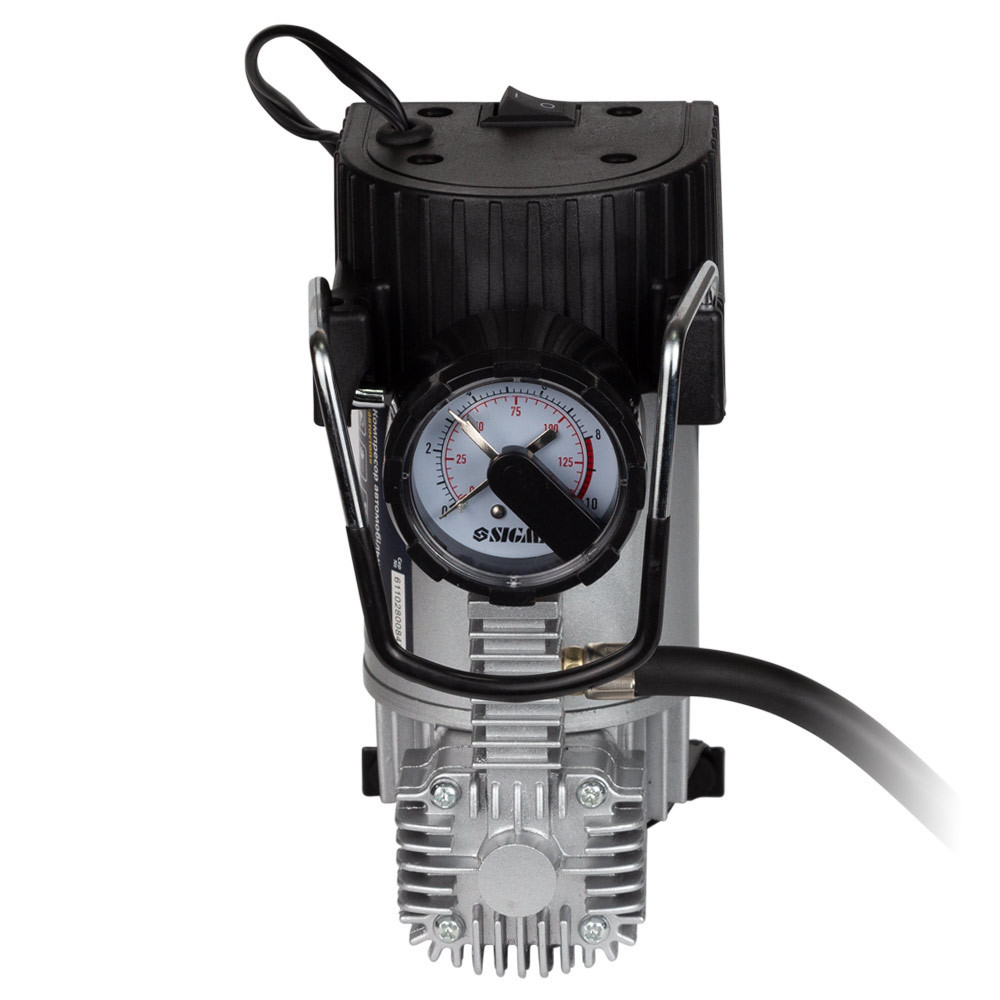 Компрессор автомобильный автостоп 12В 180Вт 15А 35л/мин 10бар сумка переходник на клеммы SIGMA (6170251) Ровно - изображение 5