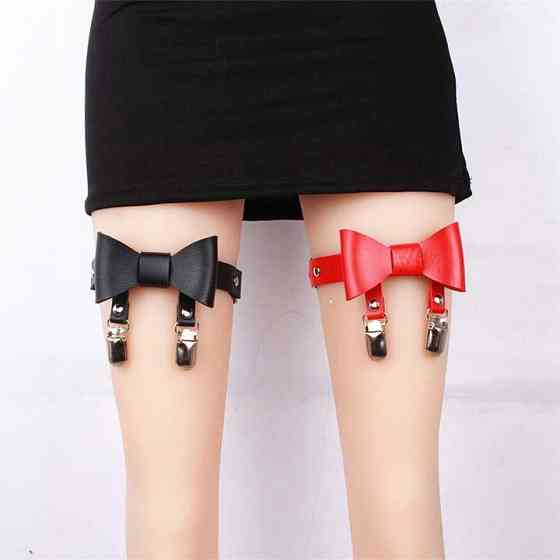 Гартер на 2 ноги с подвязками для чулок и бантиком 2 шт Черный Винница