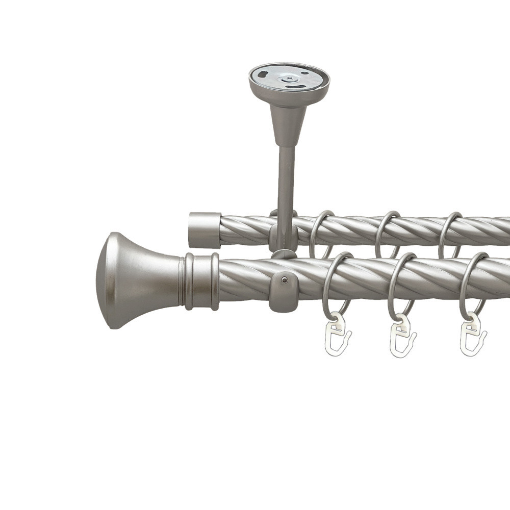 Карниз Orvit Люксор металевий дворядний відкритий до стелі скручена труба кільце металеве Сатин 25\19 мм 160 Львов - изображение 1