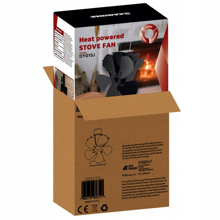 Каминный вентилятор 5-лопастной из алюминия от 60°C до 345°C Kaminer (26206) Нововолынск - изображение 4