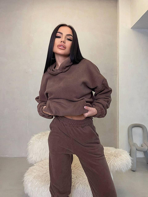 Женский теплый прогулочный костюм двойка: худи и штаны двусторонний флис Одесса - изображение 3